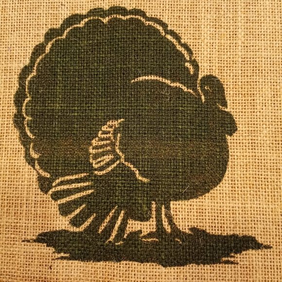 Thanksgiving Burlap Placemats with Turkey in the middle set of 4 - Picture 4 of 8